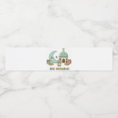 Eid Mubarak Celebration - Kawaii Smiling Moon Waterfles Etiket (Enkel label)