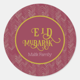 Eid Mubarak Chevron Luxe Rood Gepersonaliseerd Ronde Sticker
