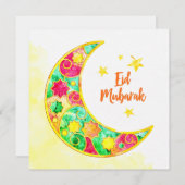 Eid Mubarak Colorful Crescent Feestdagenkaart (Voorkant / Achterkant)
