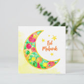 Eid Mubarak Colorful Crescent Feestdagenkaart (Staand voorkant)