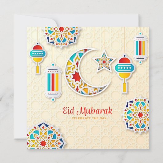 Eid Mubarak Colorful Crescent Holiday Kaart (Voorkant)