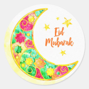 Eid Mubarak Colorful Crescent Ronde Sticker