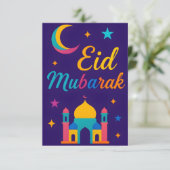 Eid Mubarak - Colorful for Kids Mosque Flowers Kaart (Staand voorkant)
