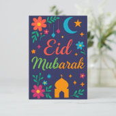 Eid Mubarak - Colorful for Kids Mosque Flowers Kaart (Staand voorkant)