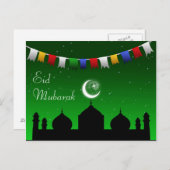 Eid Mubarak Colorful Garland Briefkaart (Voorkant / Achterkant)