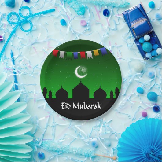 Eid Mubarak Colorful Garland Papieren Bordje (Feest)