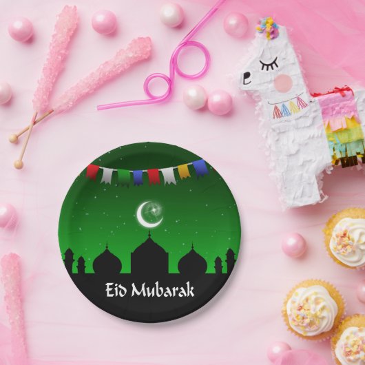 Eid Mubarak Colorful Garland Papieren Bordje (Feest)