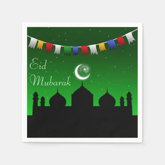 Eid Mubarak Colorful Garland Servet (Voorkant)