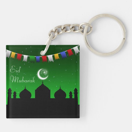 Eid Mubarak Colorful Garland Sleutelhanger (Achterkant)