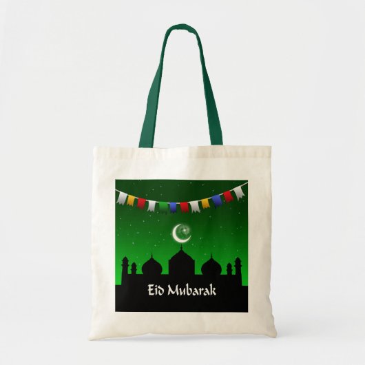 Eid Mubarak Colorful Garland Tote Bag (Voorkant)