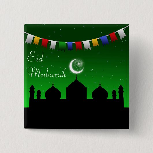 Eid Mubarak Colorful Garland Vierkante Button 5,1 Cm (Voorkant)