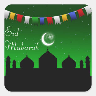 Eid Mubarak Colorful Garland Vierkante Sticker