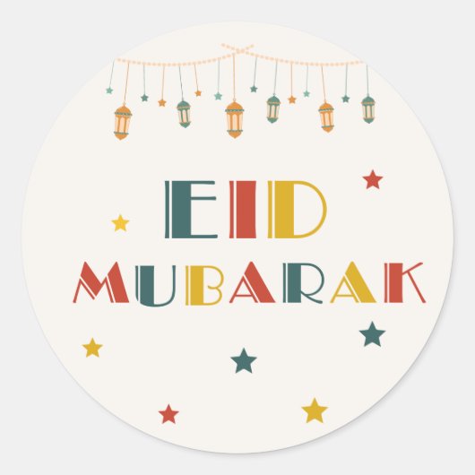 Eid Mubarak Colorful Sticker (Voorkant)