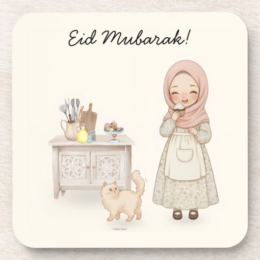 Eid Mubarak Cottagecore Moslim Onderzetter (Voorkant)