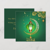Eid Mubarak Crescent Islamitische Lantaarn Bloemen Feestdagenkaart (Voorkant / Achterkant)