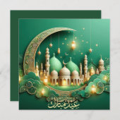 Eid Mubarak Crescent Moskee Islamitische Lantaarn  Feestdagenkaart (Voorkant / Achterkant)