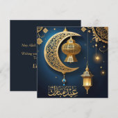 Eid Mubarak Crescent Sterren Islamitische Lantaarn Feestdagenkaart (Voorkant / Achterkant)
