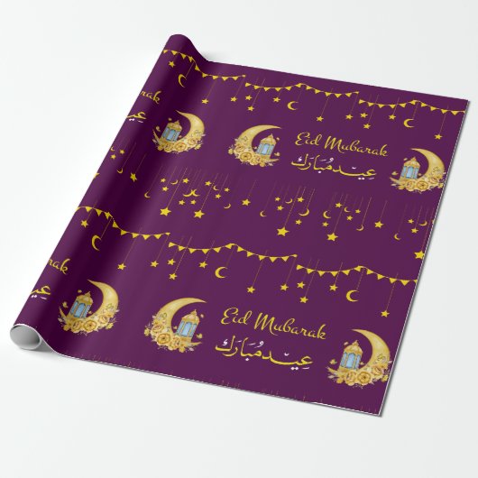 Eid Mubarak Cresent Moon Islamitisch inpakpapier (Uitgerold)