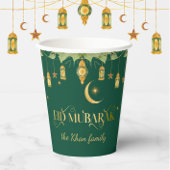 "Eid Mubarak" Custom Elegant Modern Groen Goud Papieren Bekers