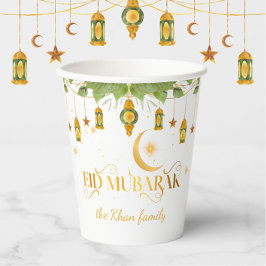 "Eid Mubarak" Custom Elegant Modern Wit Goud Papieren Bekers