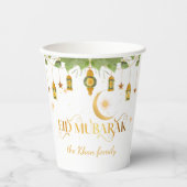 "Eid Mubarak" Custom Elegant Modern Wit Goud Papieren Bekers (Voorkant)