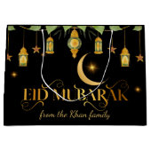 Eid Mubarak Custom Naam Elegant Moon Zwart Goud Groot Cadeauzakje (Voorkant)
