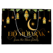 Eid Mubarak Custom Naam Elegant Moon Zwart Goud Groot Cadeauzakje (Achterkant)