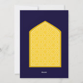 Eid Mubarak Custom Name Elegant Modern Blauw Goud Feestdagenkaart (Achterkant)
