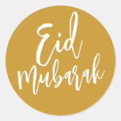 Eid Mubarak Eenvoudige Gouden Minimalist Ronde Sticker (Voorkant)