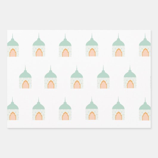 Eid Mubarak Eid Gift Wrap papier set van 3 Inpakpapier Vel (Voorkant 2)