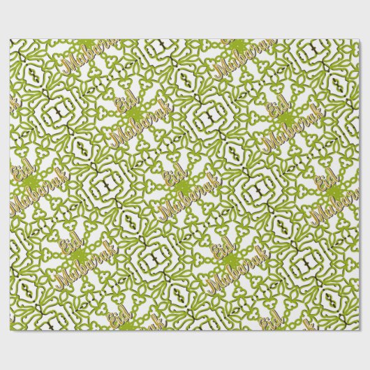 Eid Mubarak Eid Groen begroeten Cadeaupapier (Vlak)