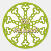 Eid Mubarak Eid Wenskaart Green Ronde Sticker (Voorkant)