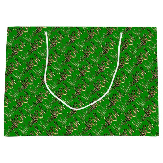 Eid Mubarak Elegant Gold Green Typografie Groot Cadeauzakje (Voorkant)