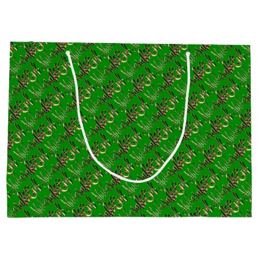 Eid Mubarak Elegant Gold Green Typografie Groot Cadeauzakje (Achterkant)