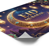 Eid Mubarak elegant Goud en marineblauw Poster (Hoek)