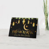 Eid Mubarak Elegant Gouden Zwarte Lantaarns + Maan Kaart (Voorkant)