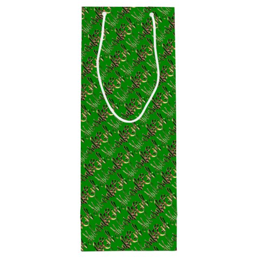 Eid Mubarak Elegant Green Gold Typografie Wijn Cadeautas (Achterkant)