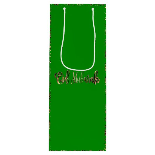 Eid Mubarak Elegant Green Gold Typografie Wijn Cadeautas (Voorkant)