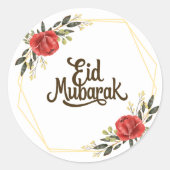 Eid Mubarak Engelse sticker met gouden frame en bl (Voorkant)