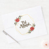 Eid Mubarak Engelse sticker met gouden frame en bl (Envelop)