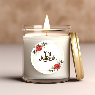 Eid Mubarak Engelse sticker met gouden frame en bl