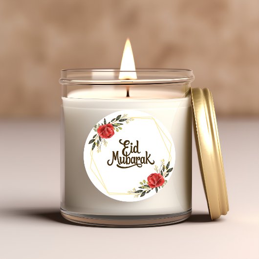 Eid Mubarak Engelse sticker met gouden frame en bl