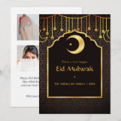 Eid Mubarak Familie Foto Collage Greep Feestdagenkaart (Voorkant / Achterkant)