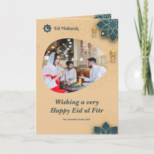 Eid Mubarak Familie Foto Eid Groet Vakantie Kaart