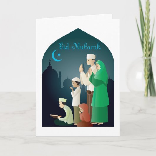 Eid Mubarak Familie Fotogroet Feestdagen Kaart (Voorkant)