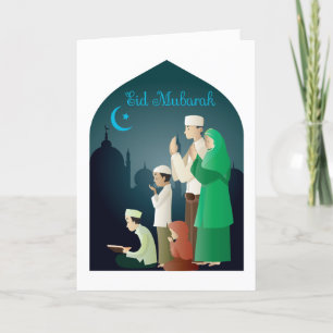 Eid Mubarak Familie Fotogroet Feestdagen Kaart
