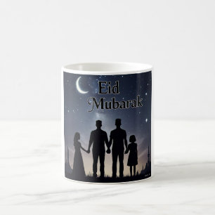 Eid Mubarak Family Silhouette zwart Koffiemok