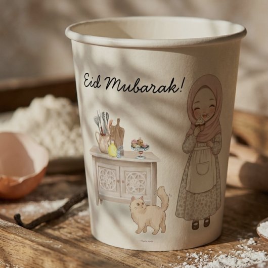 Eid Mubarak Feest Papieren Bekers Moslim