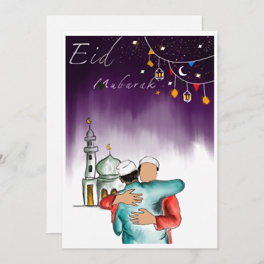 Eid Mubarak Feestdagenkaart (Voorkant / Achterkant)