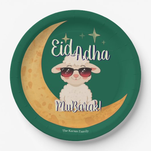 Eid Mubarak Feestviering Party Papieren Bordje (Voorkant)